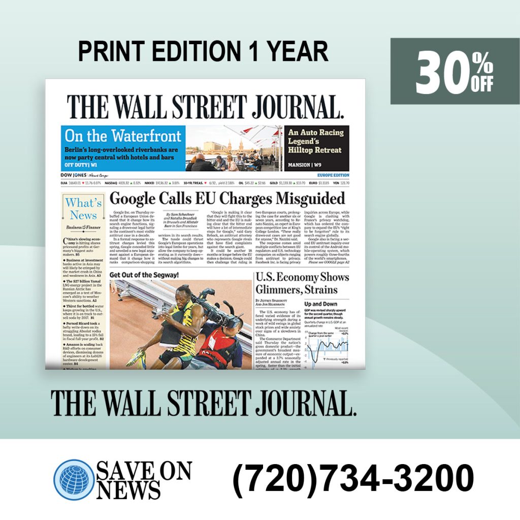 WSJ Print Subscription WSJ Digital Subscription WSJ Renewal