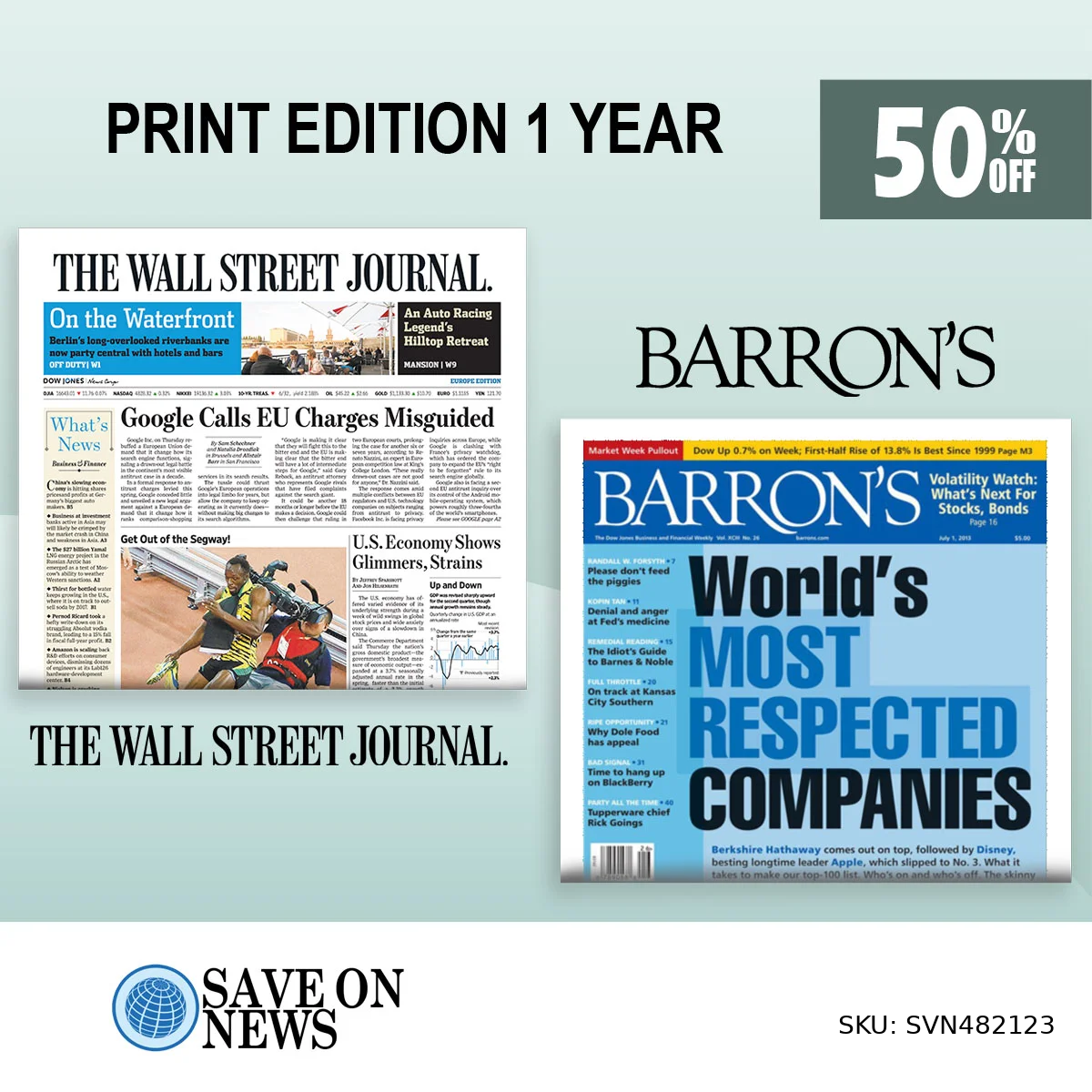 WSJ and Barrons Print Subscription SKU SVN482123